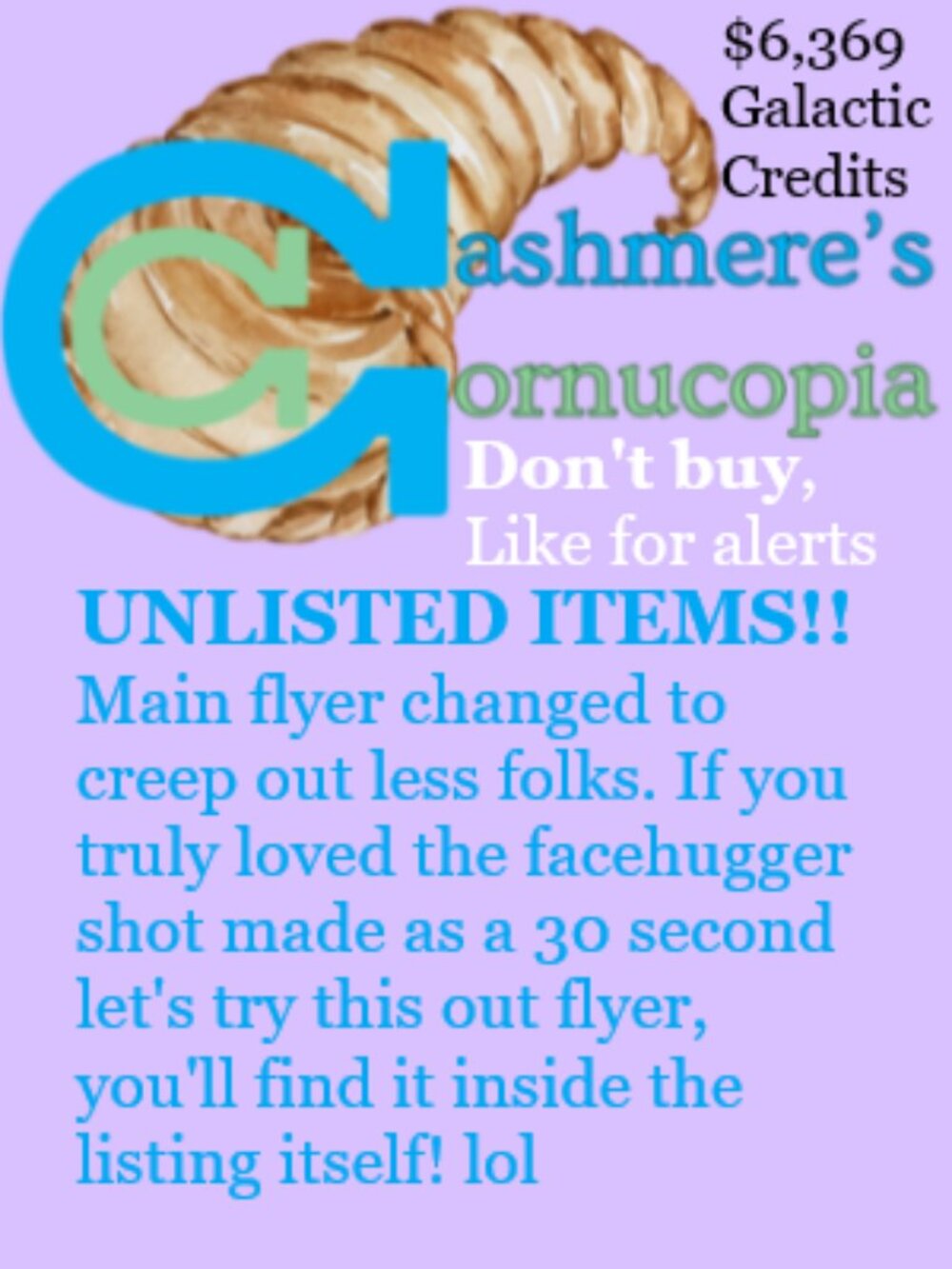 UNLISTED ITEMS! DO NOT PURCHASE; SIMPLY LIKE THE FLYER SO YOU CAN BE NOTIFIED!!!